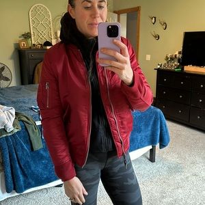 Alpha industries women’s bomber jacket red winter coat